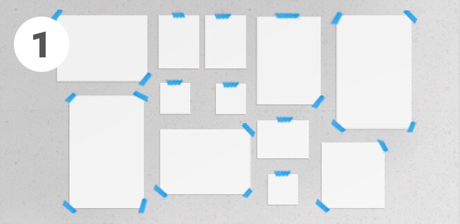 Paper templates of your picture frames for your hanging photo collage
